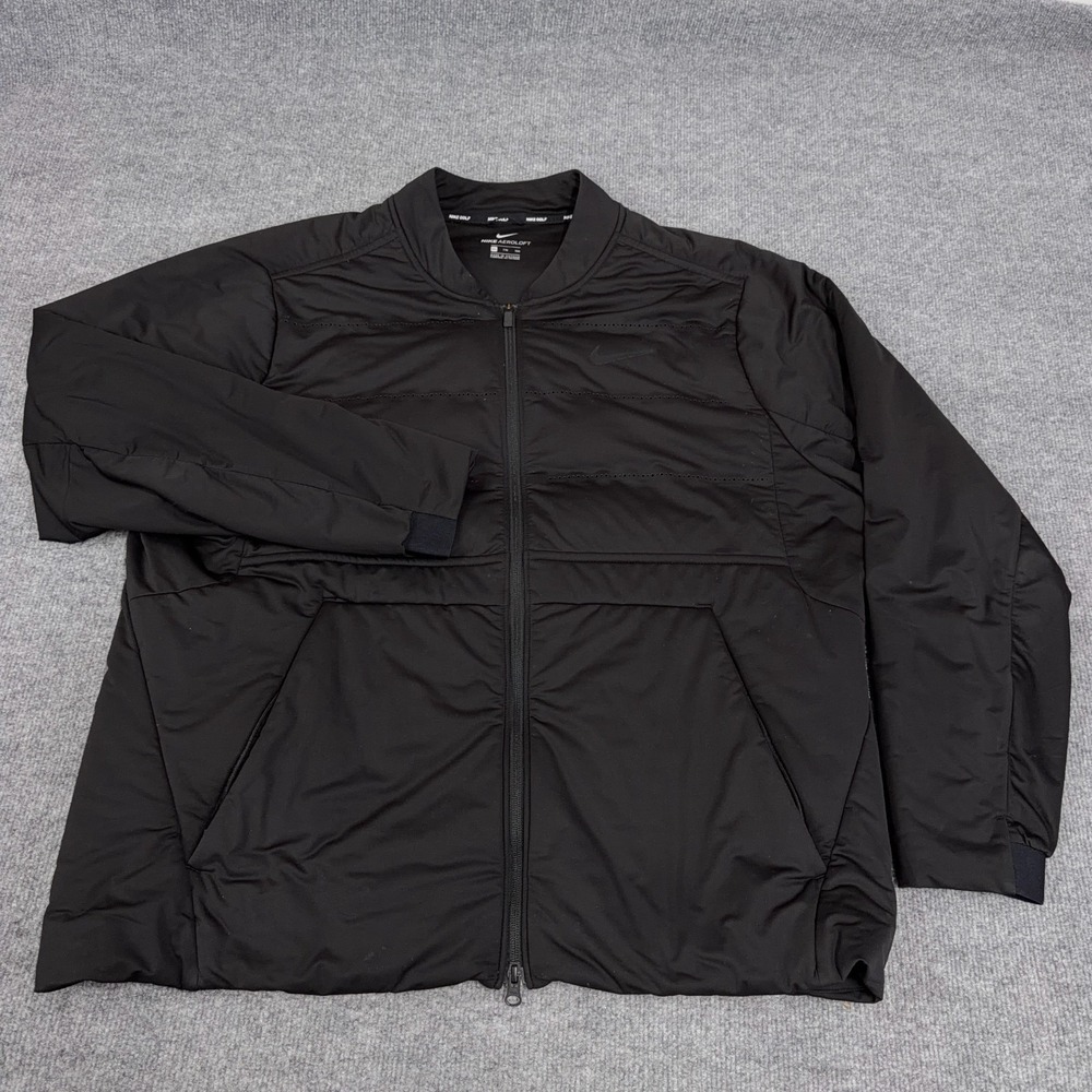 Nike‎ Golf Jacket Men 2XL Black Full Zip Aeroloft Puffer Performance Pockets - Picture 2 of 10